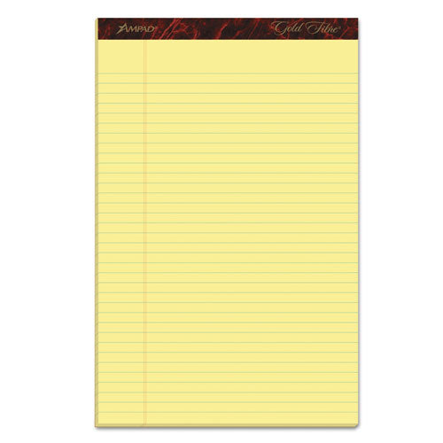 Gold Fibre Quality Writing Pads, Wide/Legal Rule, 50 Canary-Yellow 8.5 x 14 Sheets, Dozen-(TOP20030)