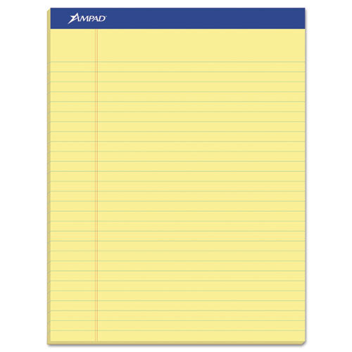 Perforated Writing Pads, Wide/Legal Rule, 50 Canary-Yellow 8.5 x 11.75 Sheets, Dozen-(TOP20220)