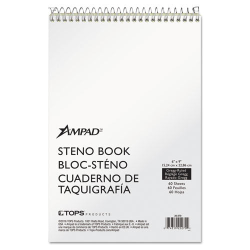 Steno Pads, Gregg Rule, Tan Cover, 60 Green-Tint 6 x 9 Sheets-(TOP25270)