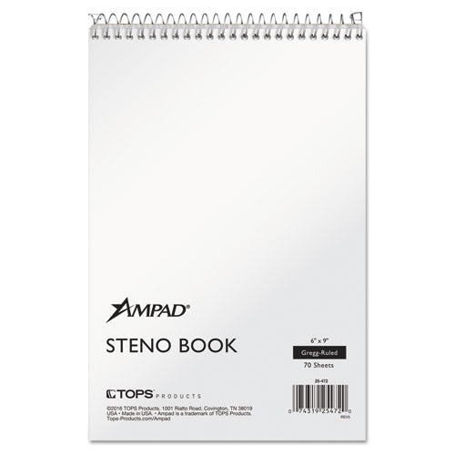 Steno Pads, Gregg Rule, Tan Cover, 70 White 6 x 9 Sheets-(TOP25472)