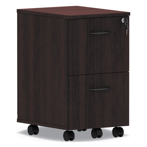 Alera Valencia Series Mobile Pedestal, Left or Right, 2 Legal/Letter-Size File Drawers, Mahogany, 15.38" x 20" x 26.63"-(ALEVA582816MY)