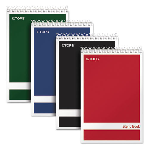 Steno Pad, Gregg Rule, Assorted Cover Colors, 80 White 6 x 9 Sheets, 4/Pack-(TOP80220)