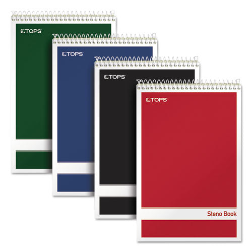 Steno Pad, Gregg Rule, Assorted Cover Colors, 80 Green-Tint 6 x 9 Sheets, 4/Pack-(TOP80221)