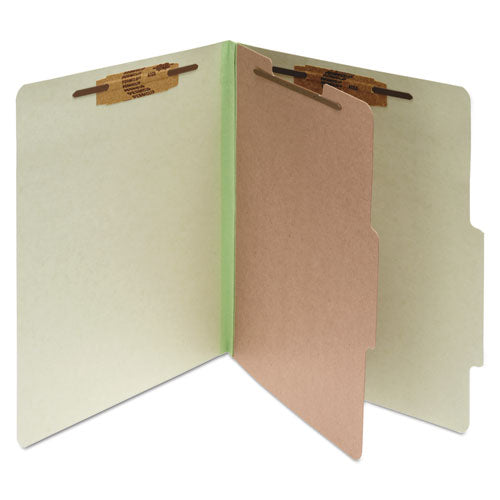 Pressboard Classification Folders, 2" Expansion, 1 Divider, 4 Fasteners, Letter Size, Leaf Green Exterior, 10/Box-(ACC15044)