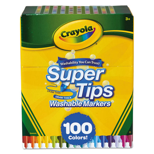 Super Tips Washable Markers, Fine/Broad Bullet Tips, Assorted Colors, 100/Set-(CYO585100)