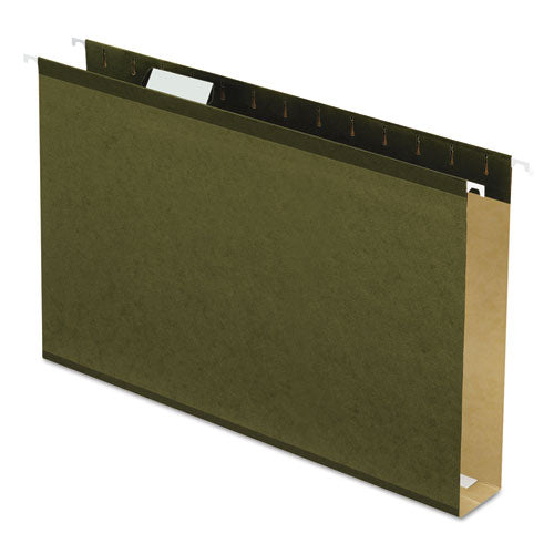 Extra Capacity Reinforced Hanging File Folders with Box Bottom, 2" Capacity, Legal Size, 1/5-Cut Tabs, Green, 25/Box-(PFX5143X2)