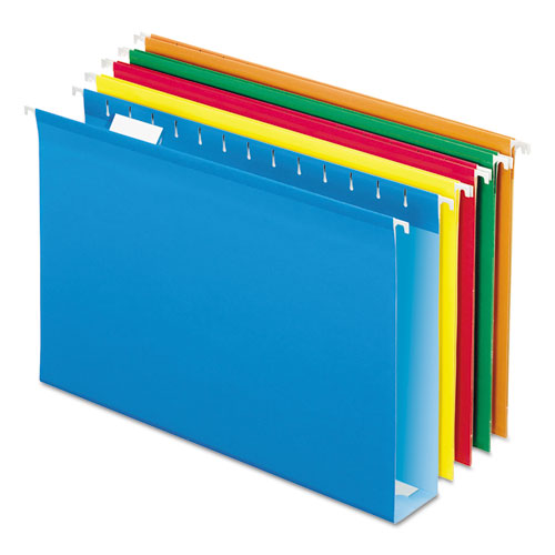 Extra Capacity Reinforced Hanging File Folders with Box Bottom, 2" Capacity, Legal Size, 1/5-Cut Tabs, Assorted Colors,25/BX-(PFX5143X2ASST)