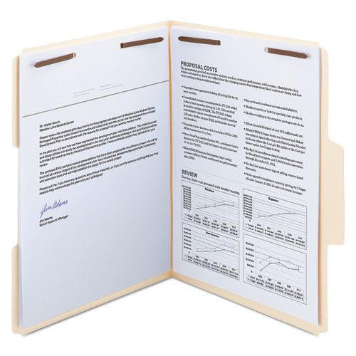 SuperTab Reinforced Guide Height Fastener Folders, 14-pt Manila, 0.75" Expansion, 2 Fasteners, Letter Size, Manila, 50/Box-(SMD14545)