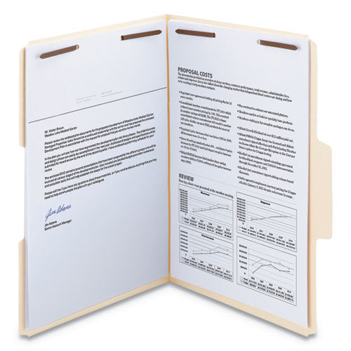 SuperTab Reinforced Guide Height Fastener Folders, 14-pt Manila, 0.75" Expansion, 2 Fasteners, Legal Size, Manila, 50/Box-(SMD19545)