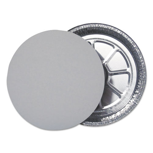 Flat Board Lids for 9" Round Containers, Silver, Paper, 500 /Carton-(DPKL290500)