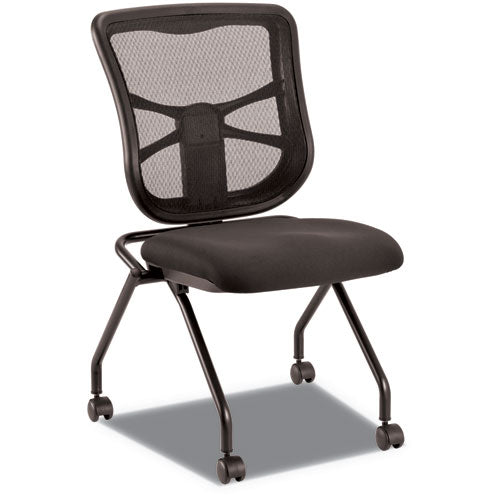 Alera Elusion Mesh Nesting Chairs, Supports Up to 275 lb, 18.1" Seat Height, Black Seat, Black Back, Black Base, 2/Carton-(ALEEL4915)