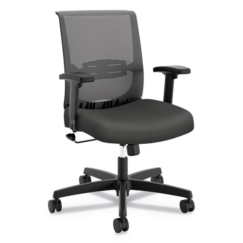 Convergence Mid-Back Task Chair, Swivel-Tilt, Supports Up to 275 lb, 16.5" to 21" Seat Height, Iron Ore Seat, Black Back/Base-(HONCMZ1ACU19)