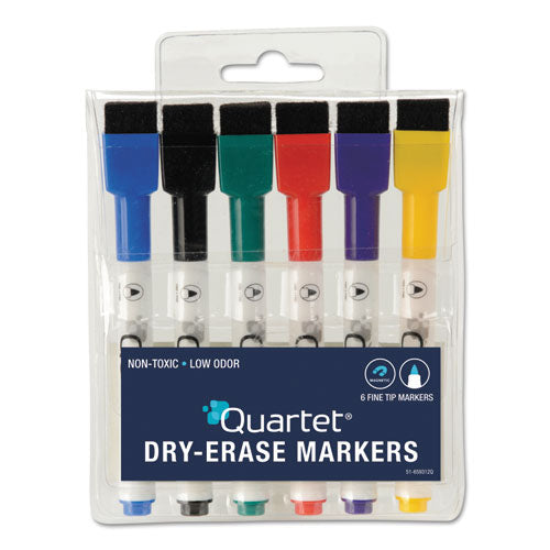 Low-Odor ReWritables Dry Erase Mini-Marker Set, Fine Bullet Tip, Assorted Classic Colors, 6/Set-(QRT51659312)