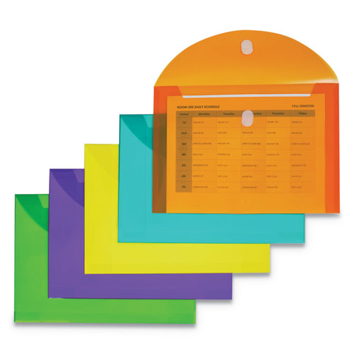 Reusable Poly Envelope, Hook/Loop Closure, 8.5 x 11, Assorted Colors, 10/Pack-(CLI58030)