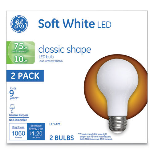 Classic LED Soft White Non-Dim A21, 10 W, 2/Pack-(GEL31180)