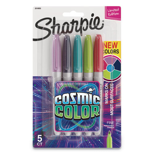 Cosmic Color Permanent Markers, Medium Bullet Tip, Assorted Cosmic Colors, 5/Pack-(SAN2010953)