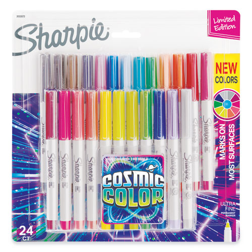 Cosmic Color Permanent Markers, Extra-Fine Needle Tip, Assorted Cosmic Colors, 24/Pack-(SAN2033572)