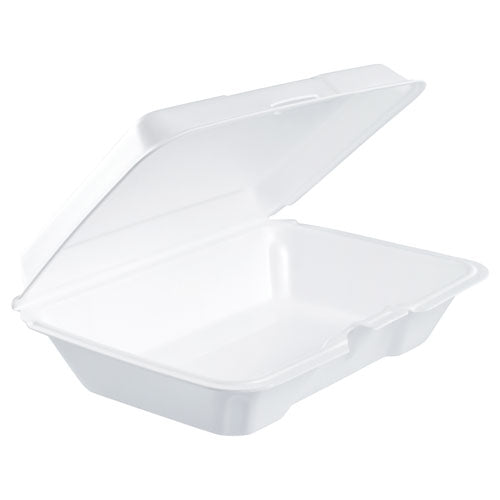 Foam Hinged Lid Containers, 6.4 x 9.3 x 2.6, White, 200/Carton-(DCC206HT1R)