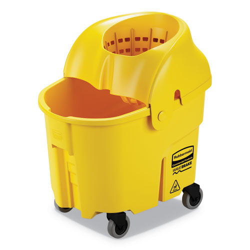 WaveBrake Institution Bucket and Wringer Combos, Down-Press, 35 qt, Plastic, Yellow-(RCPFG759088YEL)