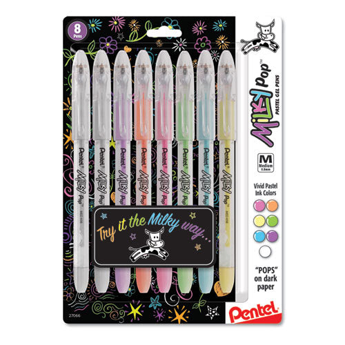 Milky Pop Gel Pen, Stick, Medium 0.8 mm, Assorted Ink and Barrel Colors, 8/Pack-(PENK98BP8M)