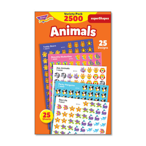 superSpots and superShapes Sticker Packs, Animal Antics, Assorted Colors, 2,500 Stickers-(TEPT46904)