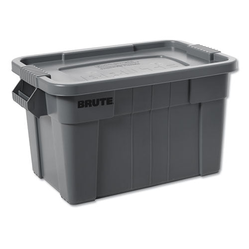 BRUTE Tote with Lid, 14 gal, 27.5" x 16.75" x 10.75", Gray-(RCP9S30GRAEA)