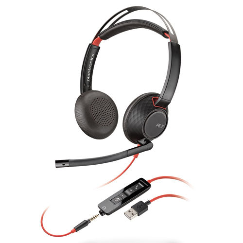 Blackwire 5220 Binaural Over The Head Headset, Black-(PLNC5220)