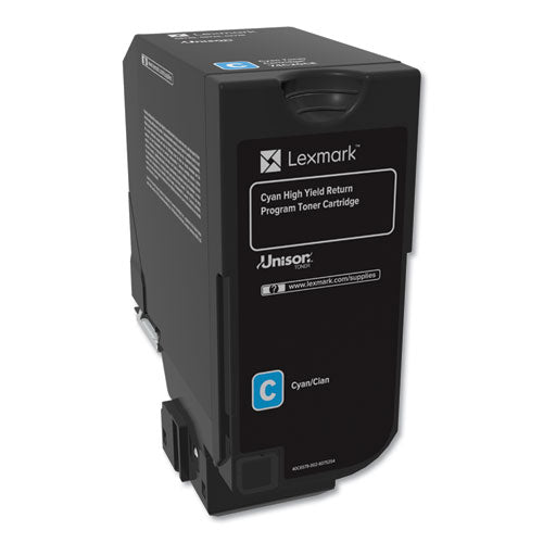 74C1HC0 Return Program Unison High-Yield Toner, 12,000 Page-Yield, Cyan-(LEX74C1HC0)