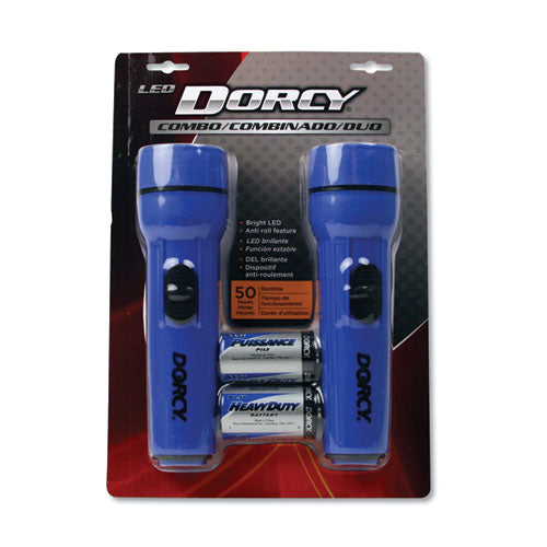 LED Flashlight Pack, 1 D Battery (Included), Blue, 2/Pack-(DCY412594)