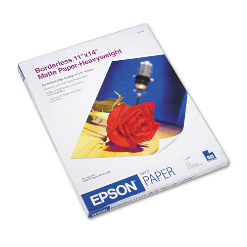 Premium Matte Presentation Paper, 9 mil, 11 x 14, Matte Bright White, 50/Pack-(EPSS041468)