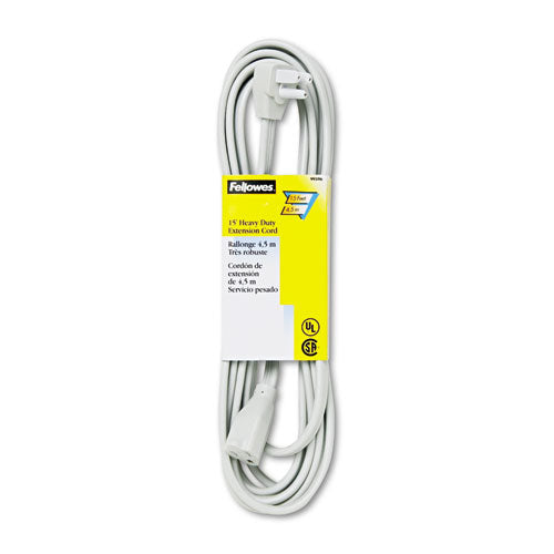 Indoor Heavy-Duty Extension Cord, 15 ft, 15 A, Gray-(FEL99596)