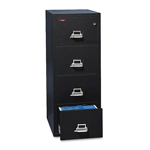 Insulated Vertical File, 1-Hour Fire Protection, 4 Letter-Size File Drawers, Black, 17.75" x 25" x 52.75"-(FIR41825CBL)