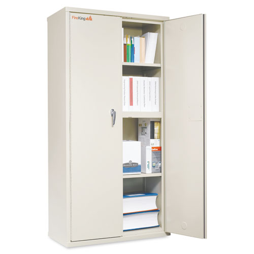 Storage Cabinet, 36w x 19.25d x 72h, UL Listed 350 Degree, Parchment-(FIRCF7236D)