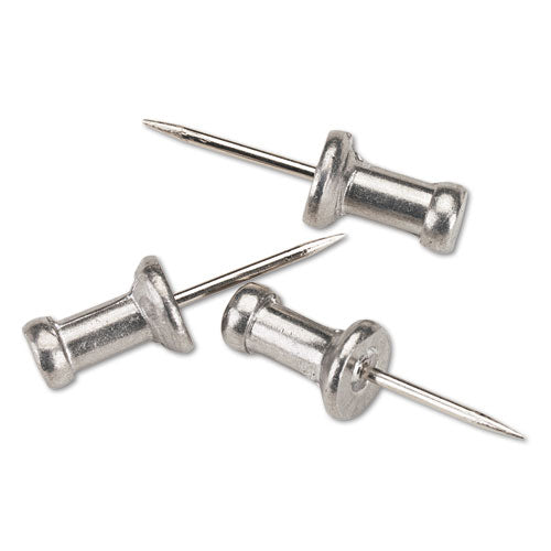 Aluminum Head Push Pins, Aluminum, Silver, 0.5", 100/Box-(GEMCPAL4)