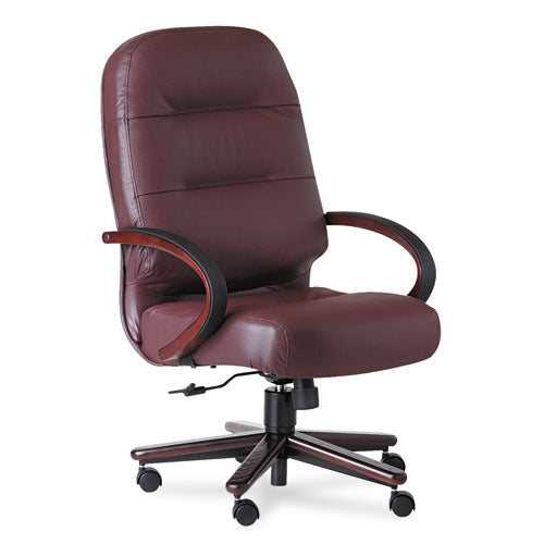 Pillow-Soft 2190 Series Executive High-Back Chair, Supports 250 lb, 16.75" to 21.25" Seat, Burgundy Seat/Back, Mahogany Base-(HON2191NSR69)