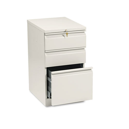 Brigade Mobile Pedestal with Pencil Tray Insert, Left or Right, 3-Drawers: Box/Box/File, Letter, Putty, 15" x 19.88" x 28"-(HON33720RL)