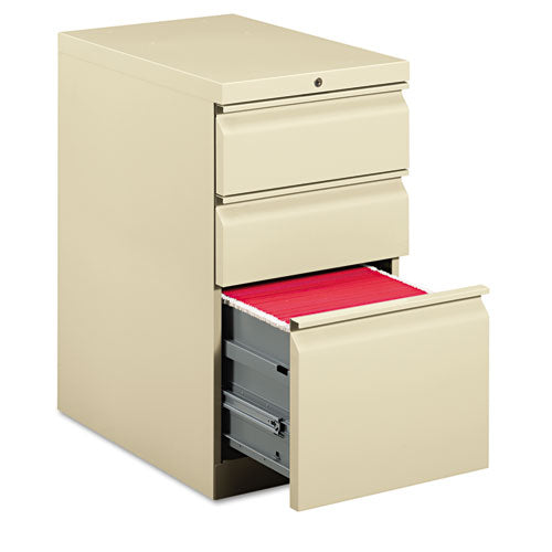 Brigade Mobile Pedestal with Pencil Tray Insert Left/Right, 3-Drawers: Box/Box/File, Letter, Putty, 15" x 22.88" x 28"-(HON33723RL)