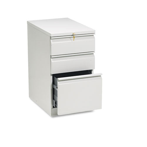 Brigade Mobile Pedestal with Pencil Tray Insert, Left/Right, 3-Drawers: Box/Box/File, Letter, Light Gray, 15" x 22.88" x 28"-(HON33723RQ)