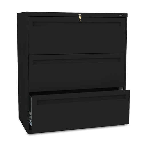 Brigade 700 Series Lateral File, 3 Legal/Letter-Size File Drawers, Black, 36" x 18" x 39.13"-(HON783LP)