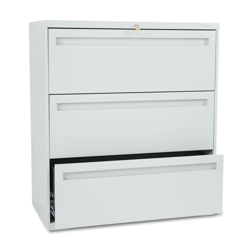 Brigade 700 Series Lateral File, 3 Legal/Letter-Size File Drawers, Light Gray, 36" x 18" x 39.13"-(HON783LQ)