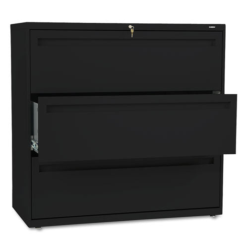 Brigade 700 Series Lateral File, 3 Legal/Letter-Size File Drawers, Black, 42" x 18" x 39.13"-(HON793LP)