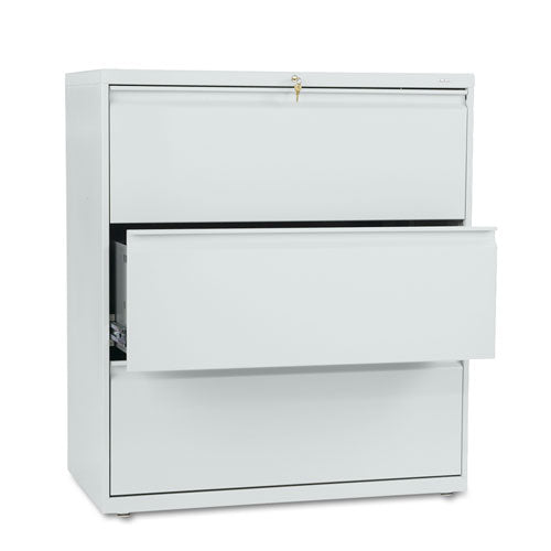 Brigade 800 Series Lateral File, 3 Legal/Letter-Size File Drawers, Light Gray, 36" x 18" x 39.13"-(HON883LQ)