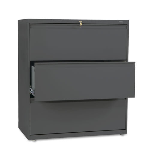 Brigade 800 Series Lateral File, 3 Legal/Letter-Size File Drawers, Charcoal, 36" x 18" x 39.13"-(HON883LS)