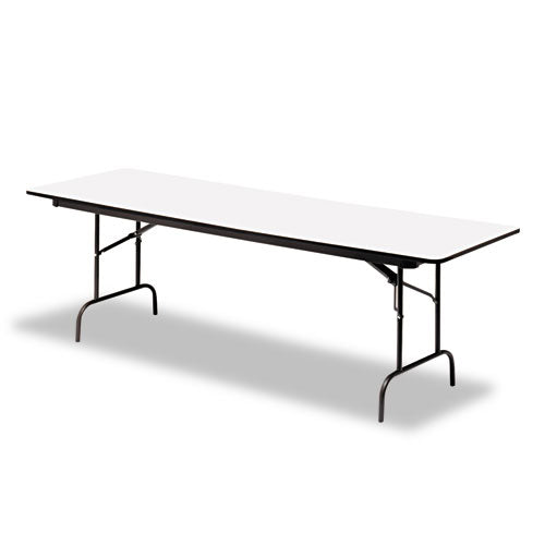 OfficeWorks Commercial Wood-Laminate Folding Table, Rectangular Top, 72w x 30d x 29h, Gray/Charcoal-(ICE55227)