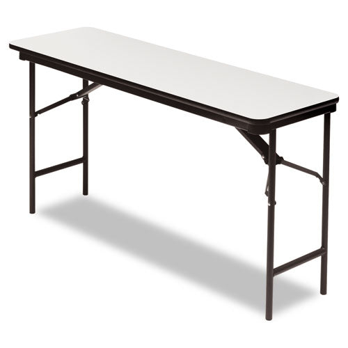 OfficeWorks Commercial Wood-Laminate Folding Table, Rectangular Top, 60w x 18w x 29h, Gray/Charcoal-(ICE55277)