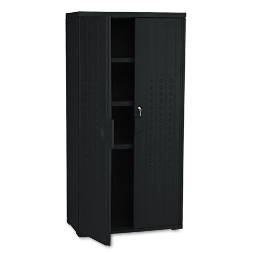 Rough n Ready Storage Cabinet, Three-Shelf, 33w x 18d x 66h, Black-(ICE92551)