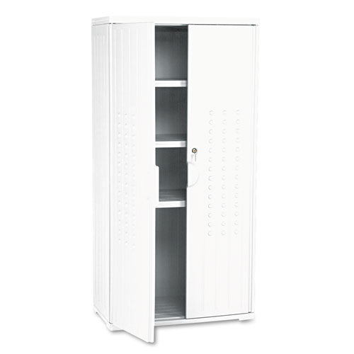 Rough n Ready Storage Cabinet, Three-Shelf, 33w x 18d x 66h, Platinum-(ICE92553)