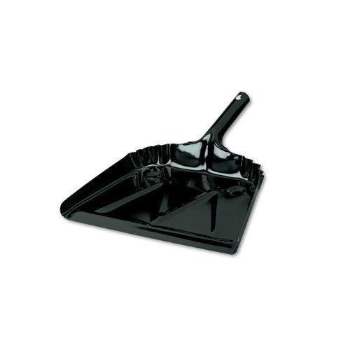 Heavy-Duty Commercial Dust Pan, 16 x 15.5, 5.38" Handle, 20-Gauge Steel, Black-(IMP4216)