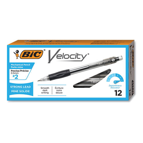 Velocity Original Mechanical Pencil, 0.5 mm, HB (#2.5), Black Lead, Black Barrel, Dozen-(BICMV511BK)