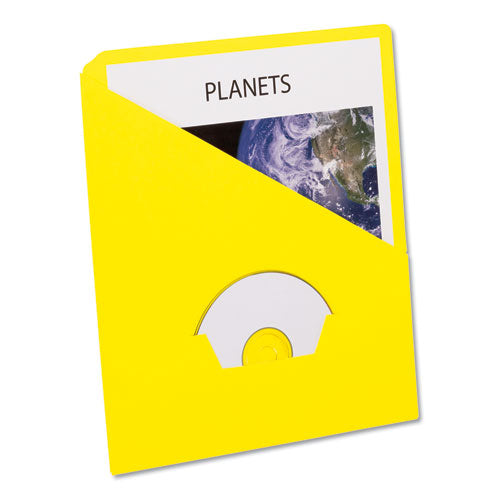 Slash Pocket Project Folders, 3-Hole Punched, Straight Tab, Letter Size, Yellow, 25/Pack-(PFX32909)